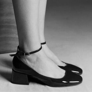 NIB Sezane Angelique black patent leather Mary Jane shoes size 40